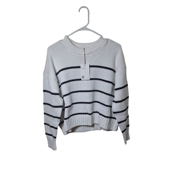Quince Black and White Striped Crew Neck Sweater - Picture 2 of 3
